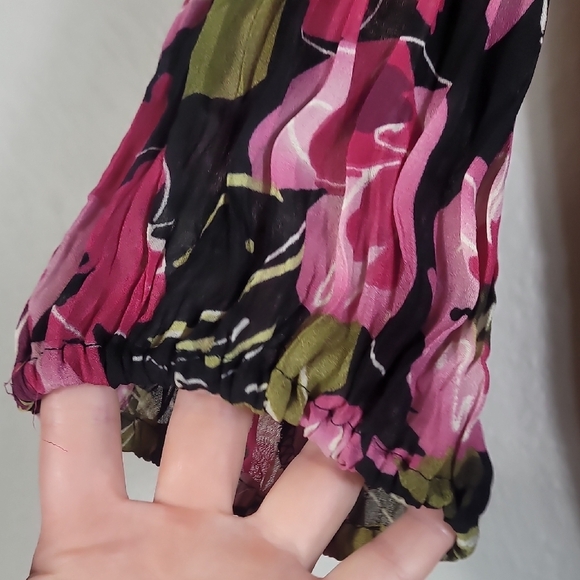 Y2K Sunny Leigh Floral Sheer Button Up Top Size L Fairy Romantic Girly Pink - Picture 4 of 16